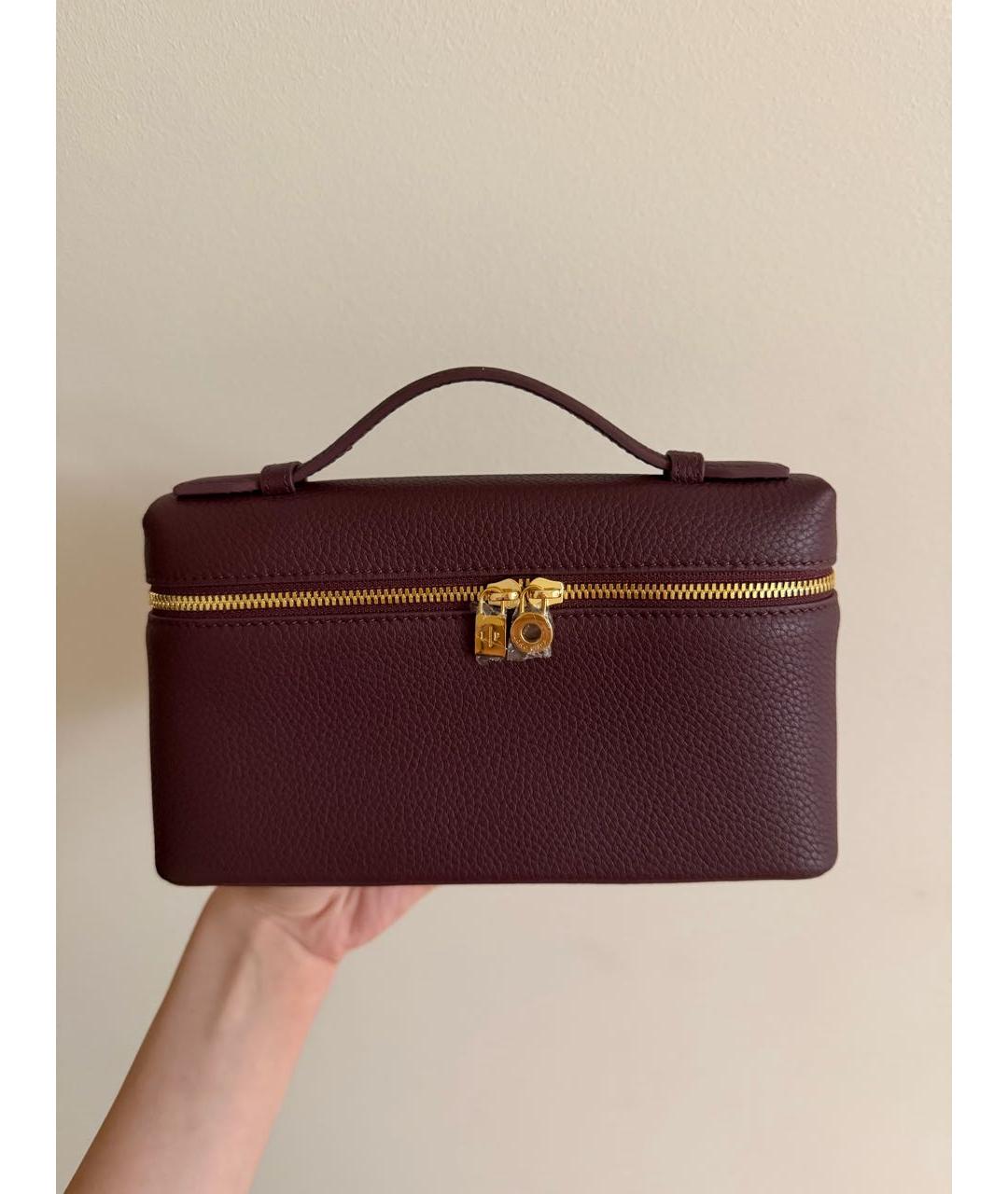 LORO PIANA Бордовая кожаная сумка через плечо, фото 3