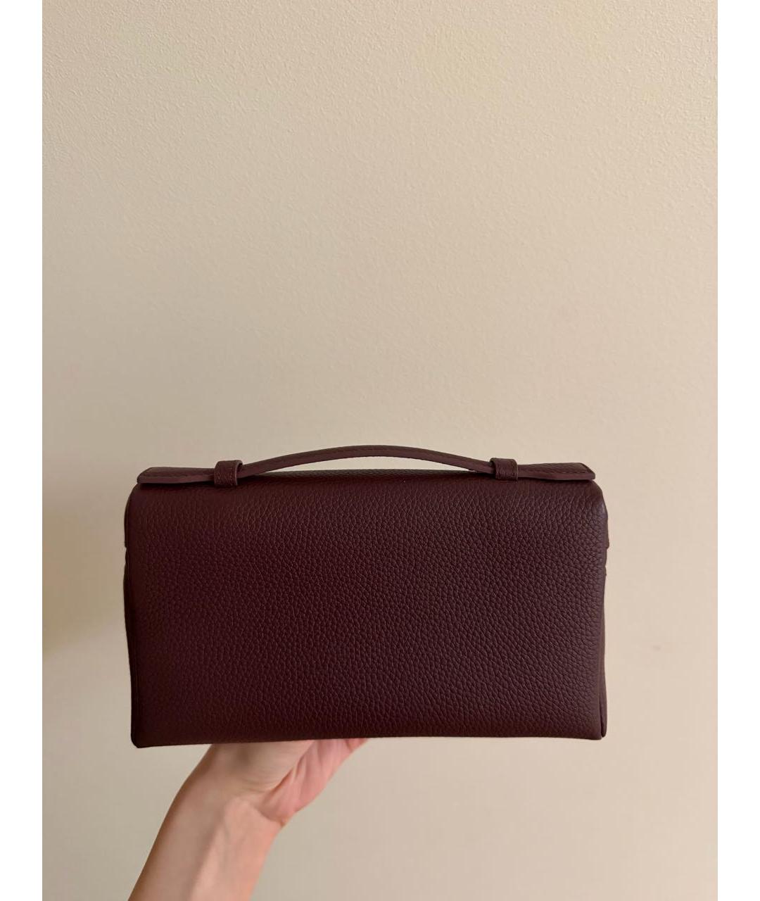 LORO PIANA Бордовая кожаная сумка через плечо, фото 2