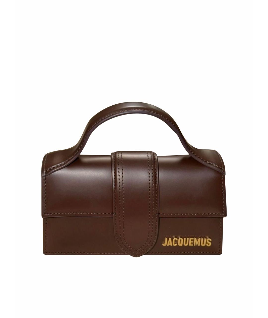 JACQUEMUS Коричневая кожаная сумка с короткими ручками, фото 6