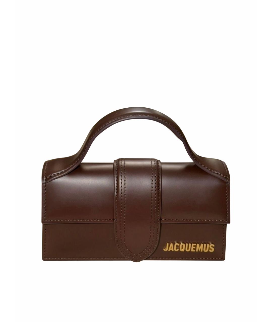 JACQUEMUS Коричневая кожаная сумка с короткими ручками, фото 1
