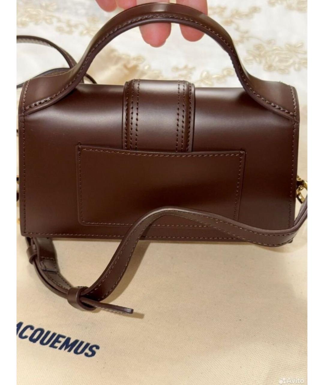 JACQUEMUS Коричневая кожаная сумка с короткими ручками, фото 4