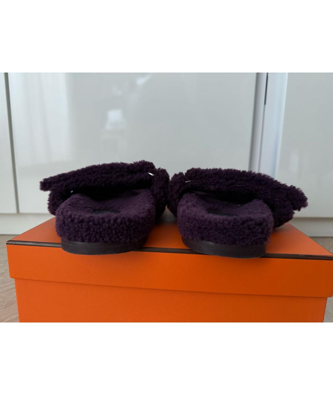 HERMES Фиолетовые шлепанцы, фото 4
