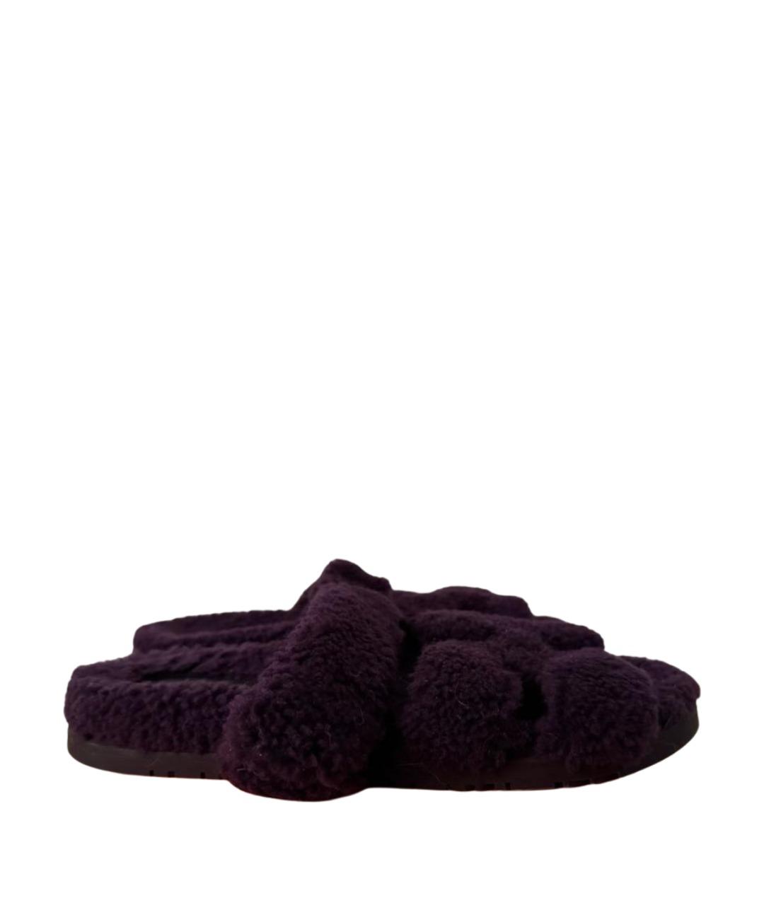 HERMES Фиолетовые шлепанцы, фото 1