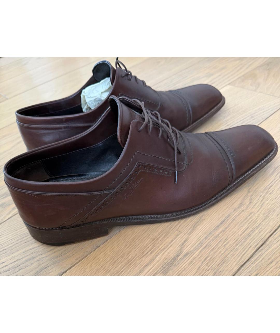 LOUIS VUITTON Коричневые кожаные туфли, фото 9