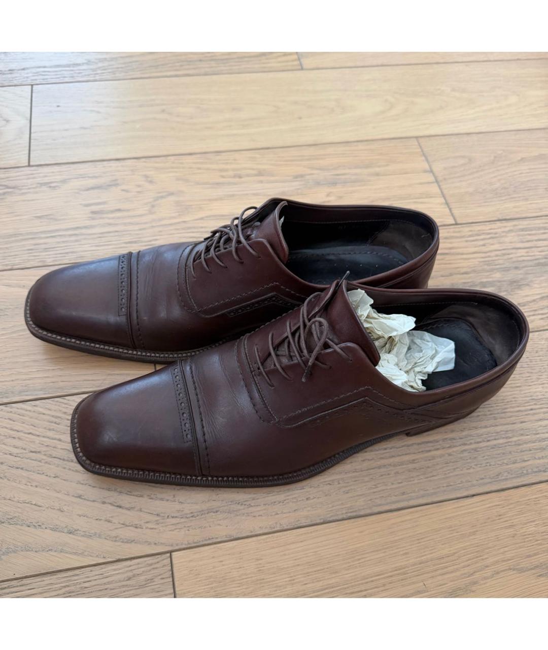 LOUIS VUITTON Коричневые кожаные туфли, фото 2