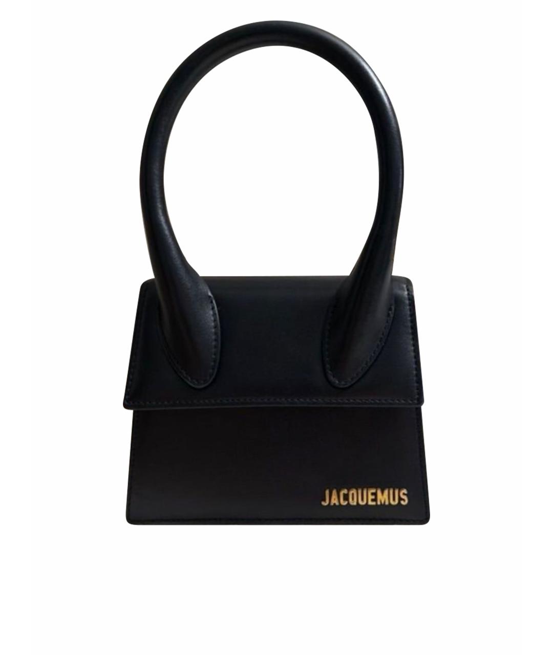 JACQUEMUS Черная кожаная сумка с короткими ручками, фото 1