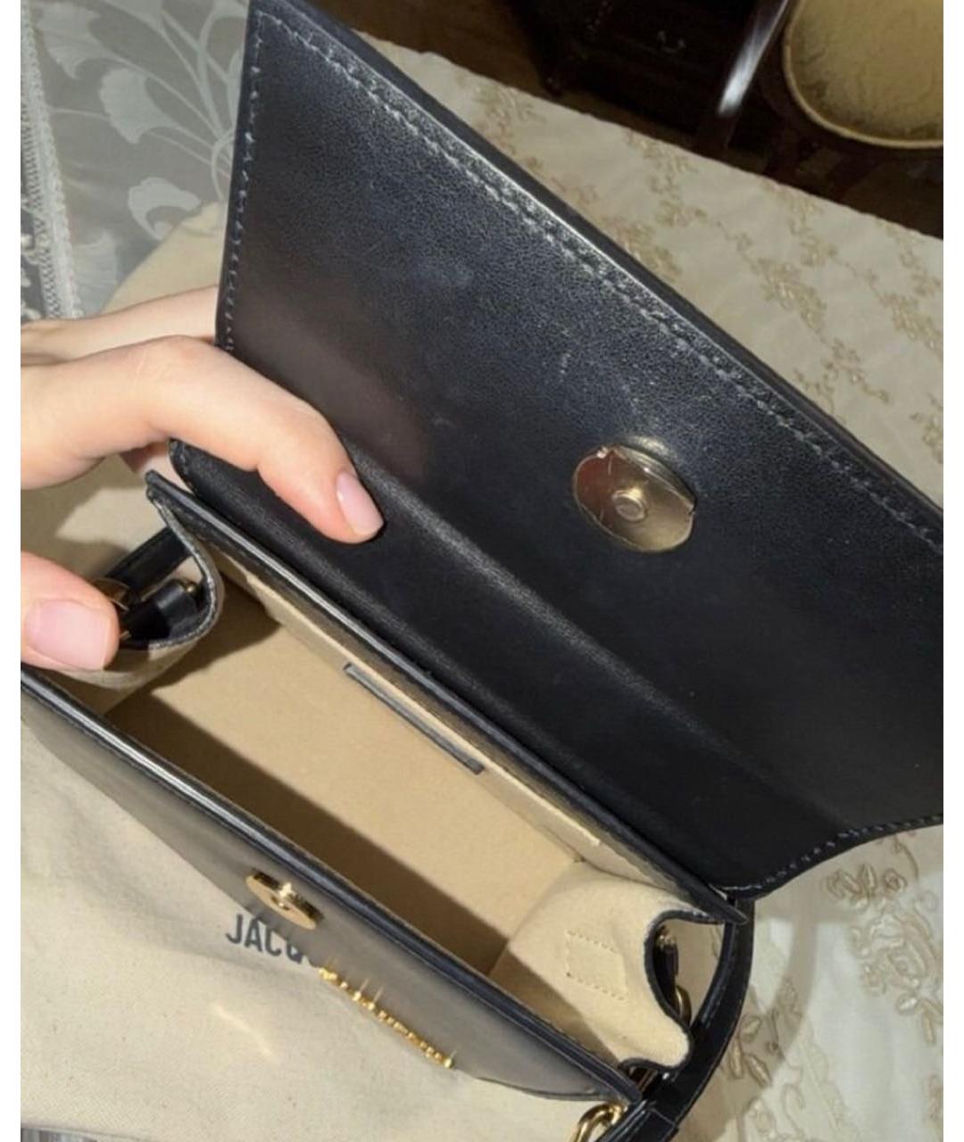 JACQUEMUS Черная кожаная сумка с короткими ручками, фото 4