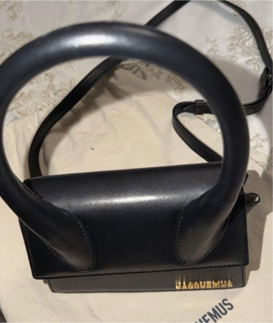 JACQUEMUS Черная кожаная сумка с короткими ручками, фото 5