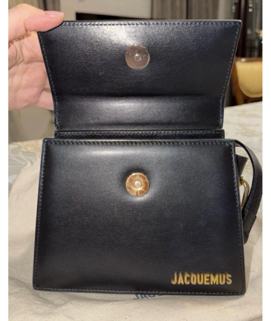 JACQUEMUS Черная кожаная сумка с короткими ручками, фото 3