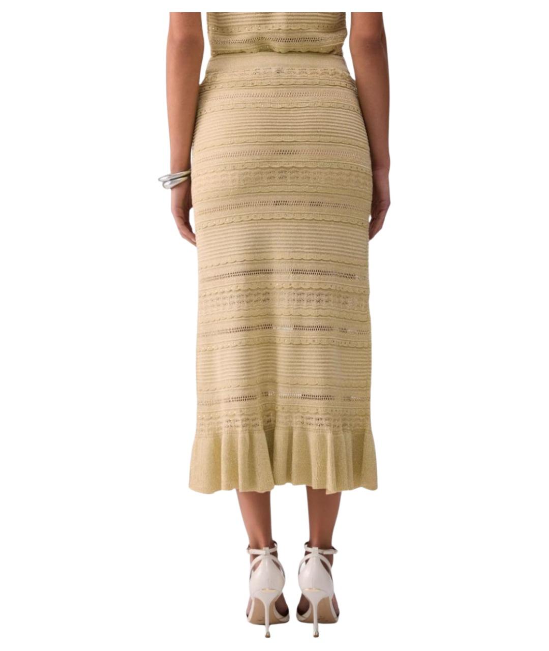 LIU JO Желтая вискозная юбка миди, фото 3