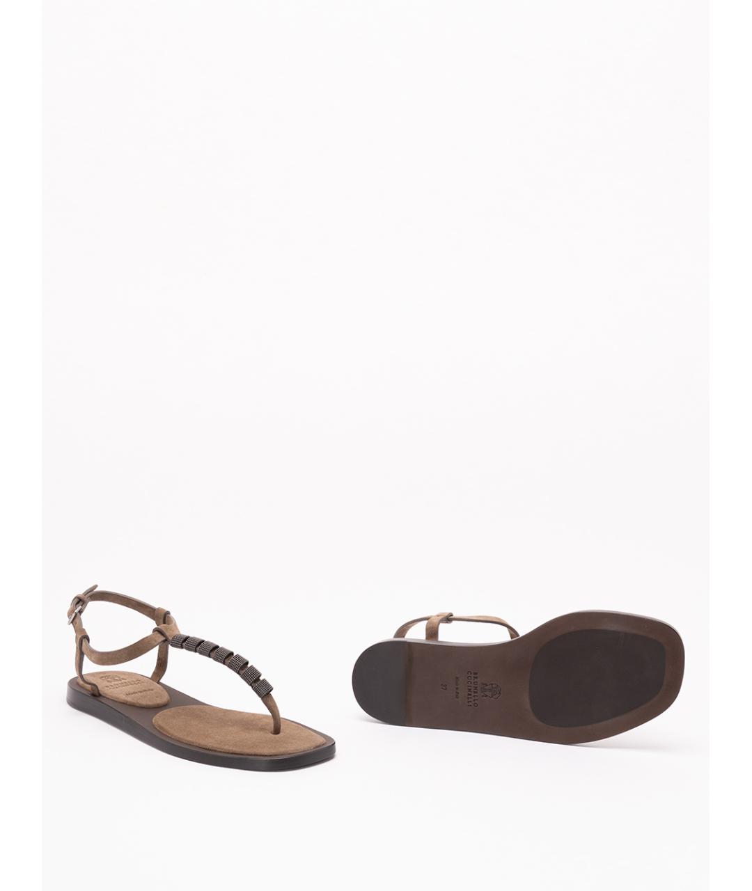 BRUNELLO CUCINELLI Коричневые замшевые сандалии, фото 4