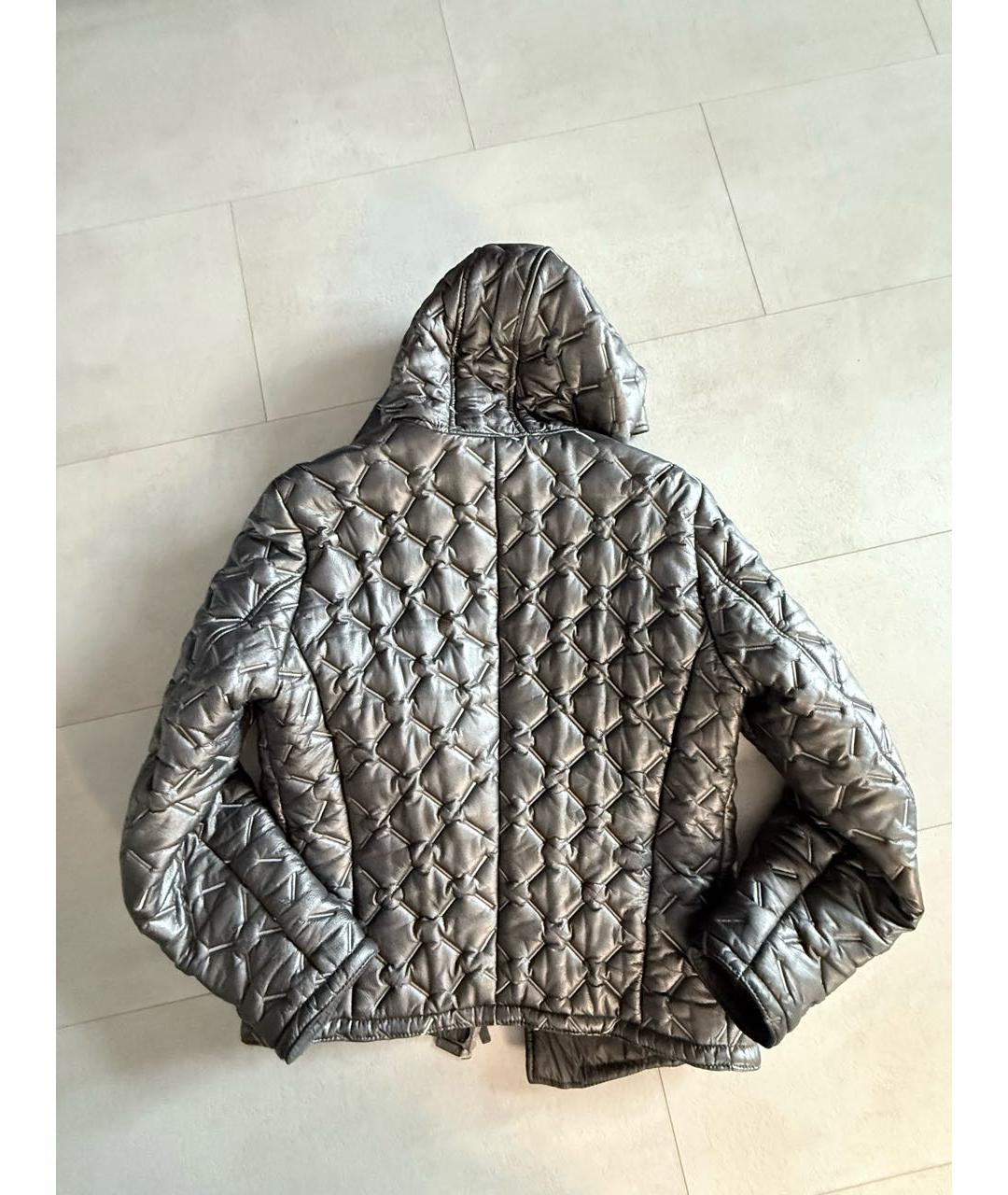 EMPORIO ARMANI Серебряная кожаная куртка, фото 2