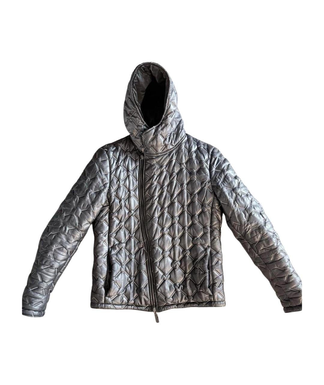 EMPORIO ARMANI Серебряная кожаная куртка, фото 1