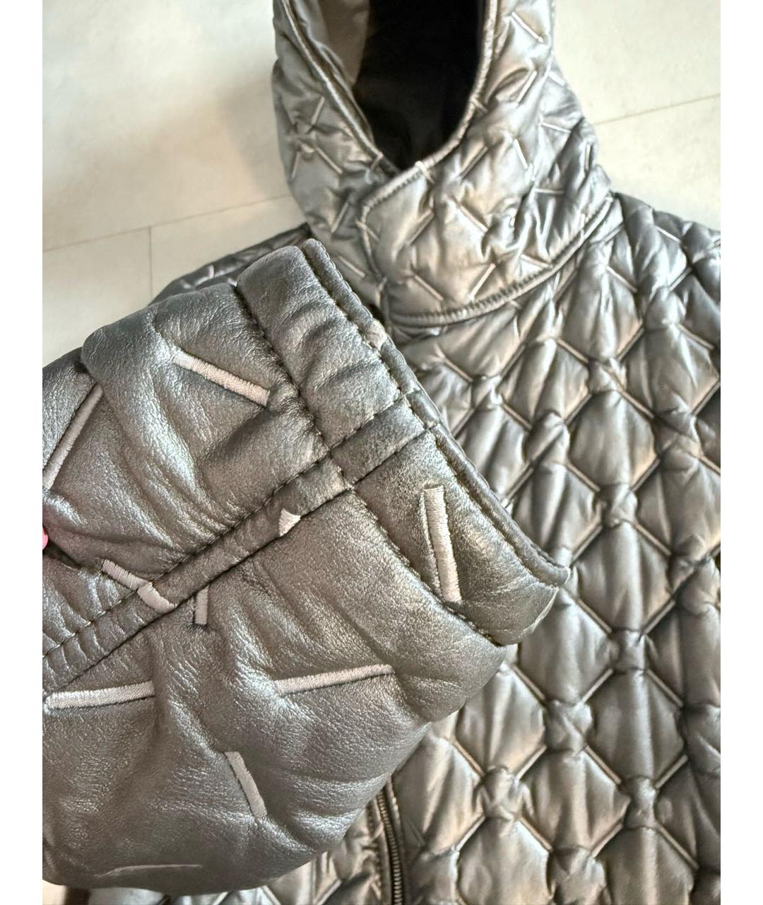 EMPORIO ARMANI Серебряная кожаная куртка, фото 7