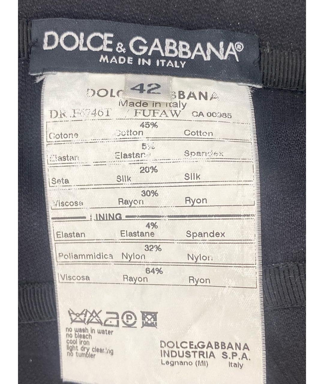 DOLCE&GABBANA Черное хлопко-эластановое коктейльное платье, фото 7