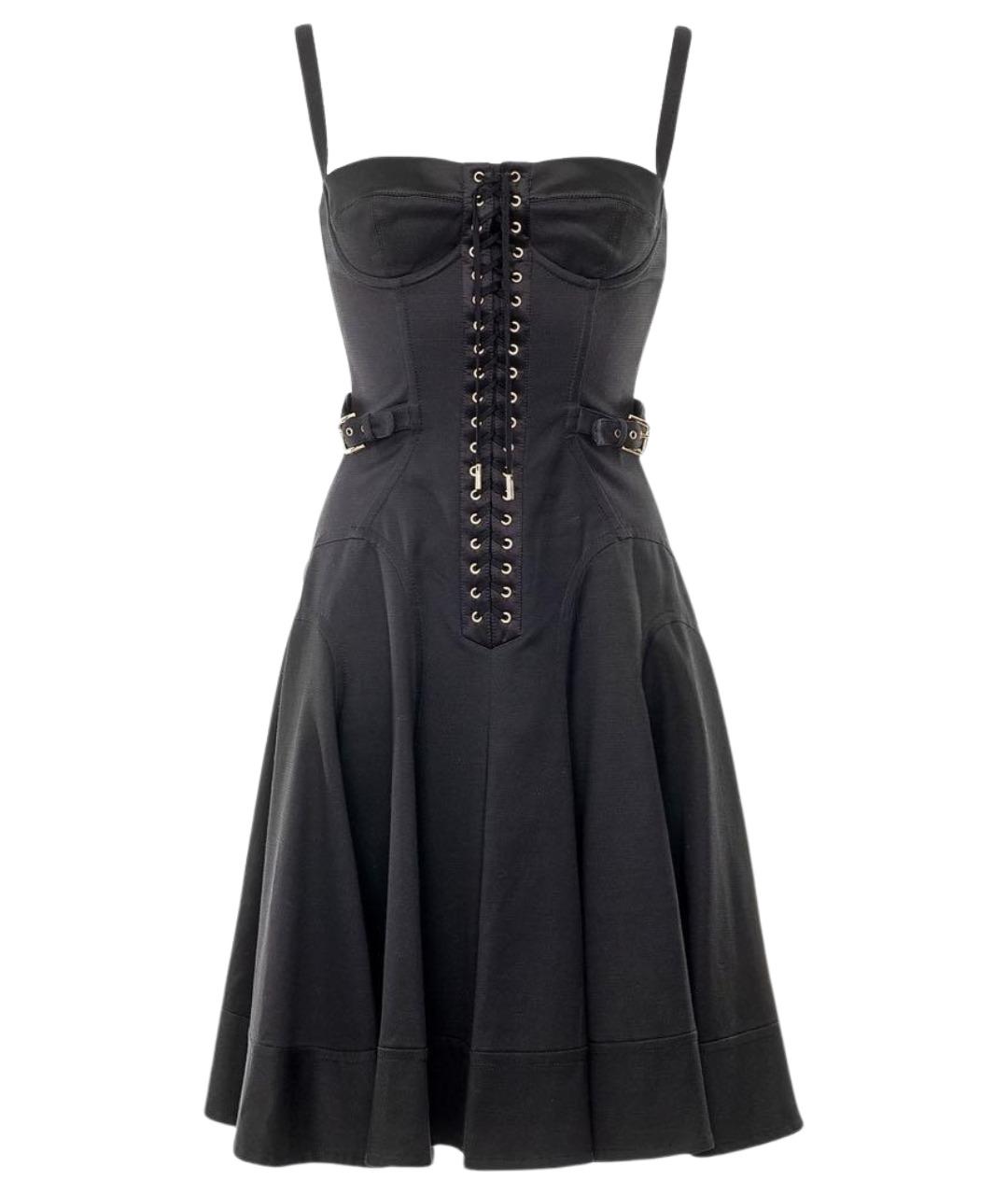 DOLCE&GABBANA Черное хлопко-эластановое коктейльное платье, фото 1