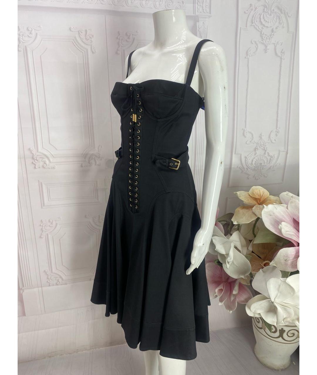 DOLCE&GABBANA Черное хлопко-эластановое коктейльное платье, фото 6