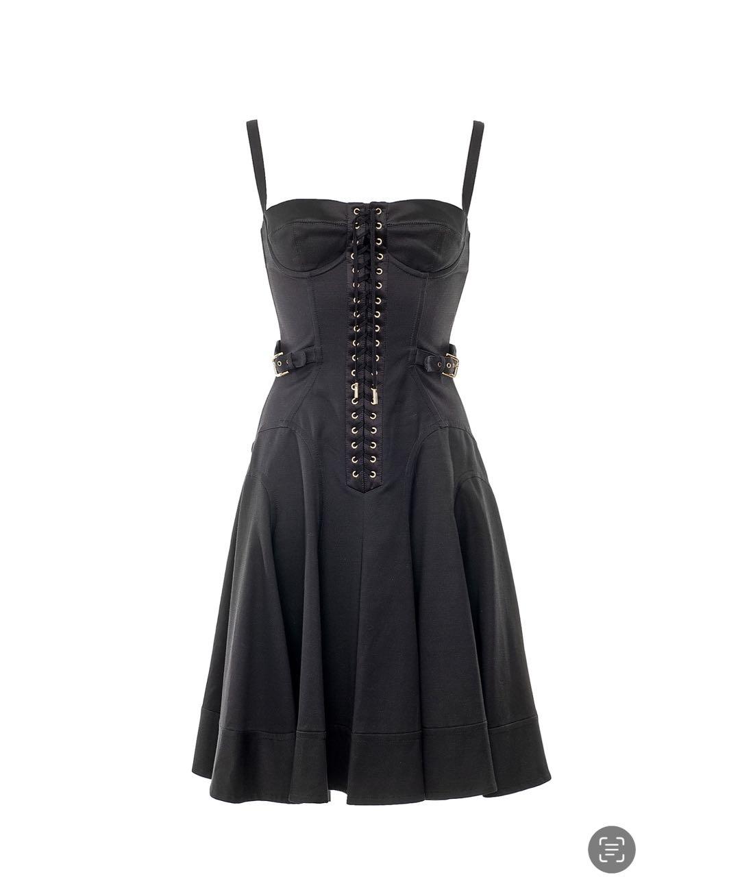 DOLCE&GABBANA Черное хлопко-эластановое коктейльное платье, фото 9