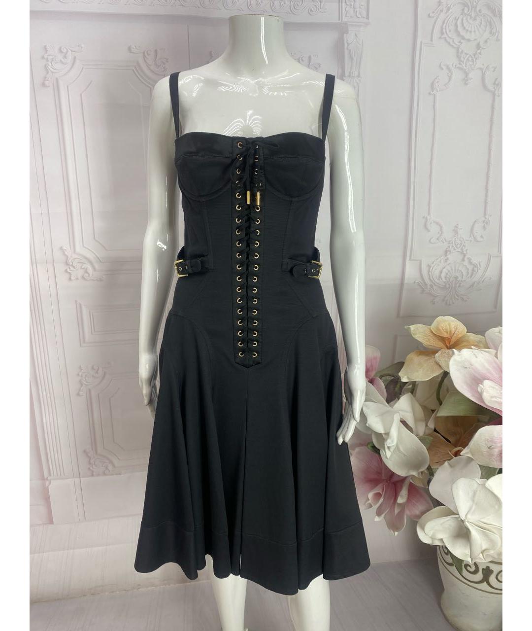 DOLCE&GABBANA Черное хлопко-эластановое коктейльное платье, фото 5