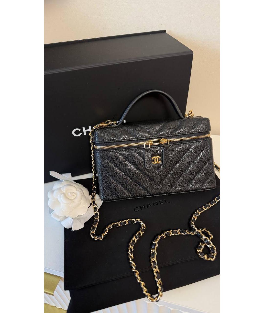 CHANEL Черная кожаная сумка через плечо, фото 6