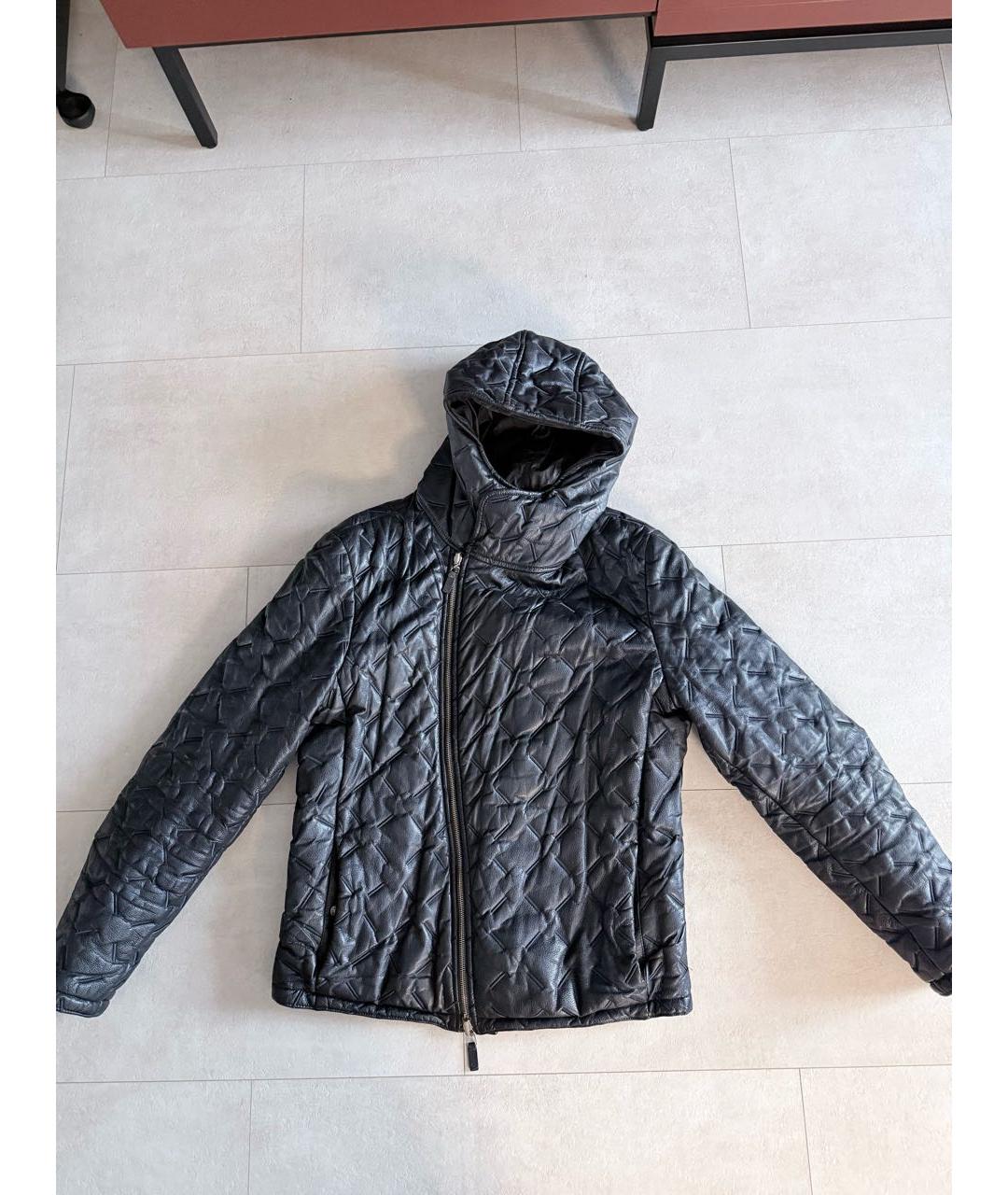 EMPORIO ARMANI Темно-синяя кожаная куртка, фото 9