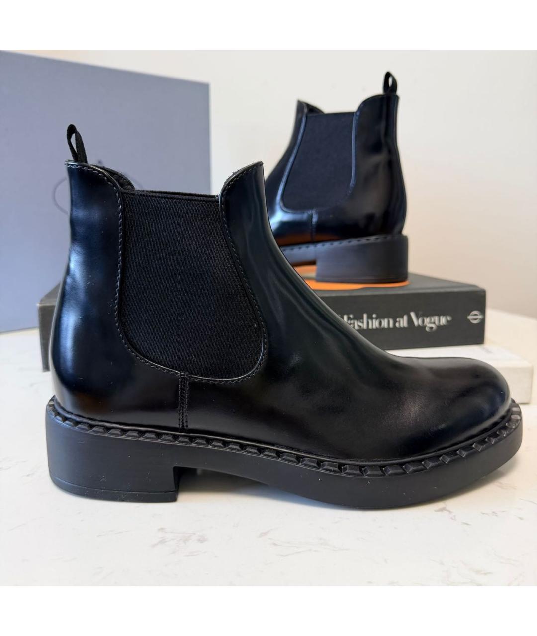 PRADA Черные кожаные полусапоги, фото 4