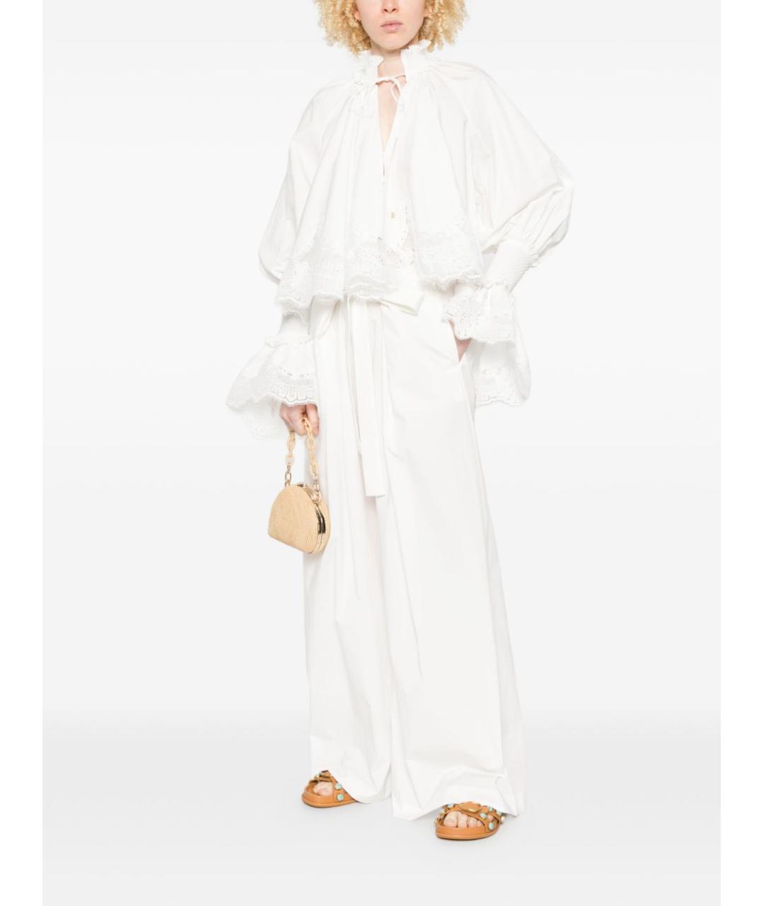 ZIMMERMANN Белая хлопковая блузы, фото 2