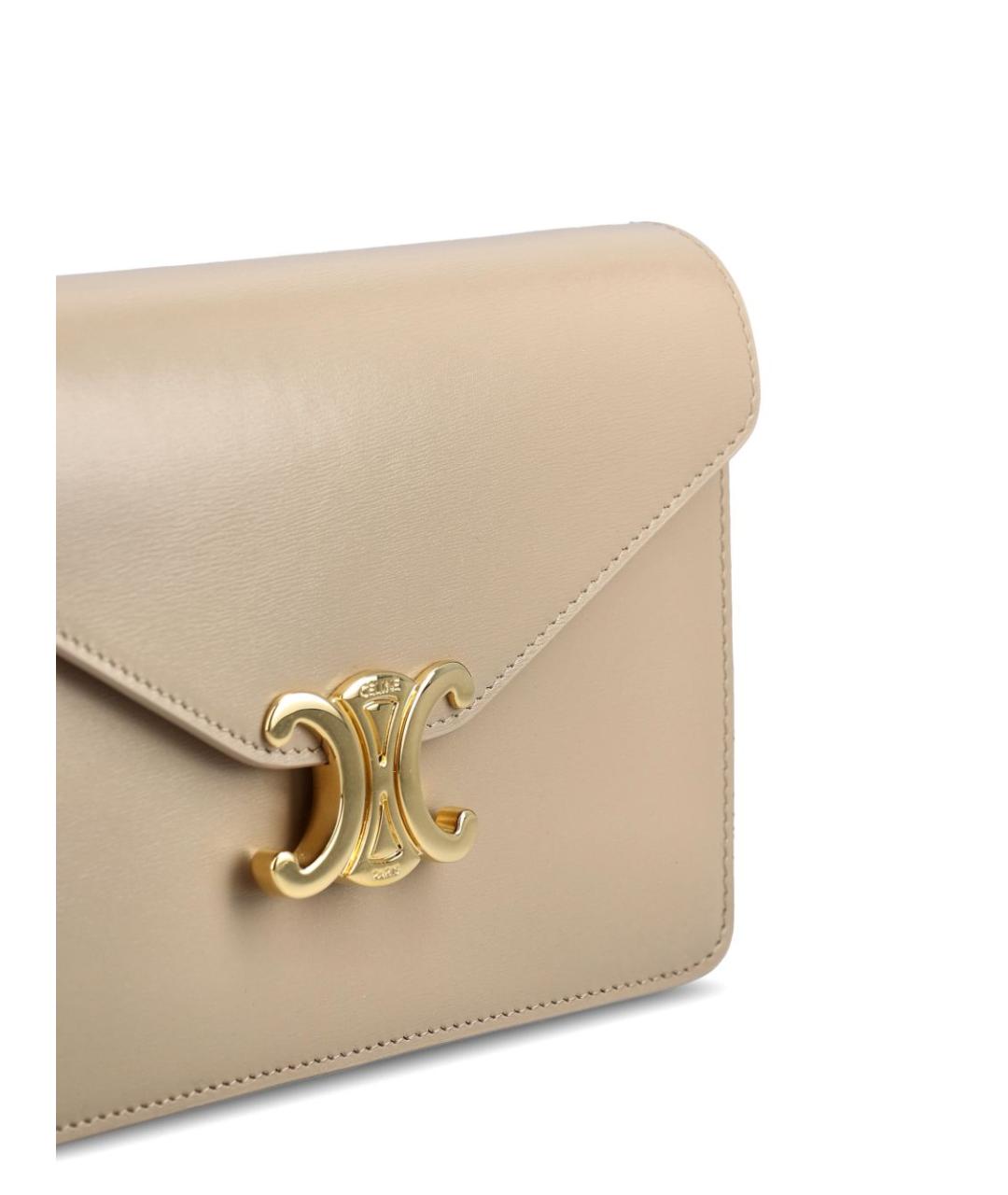 CELINE Бежевая кожаная сумка через плечо, фото 4