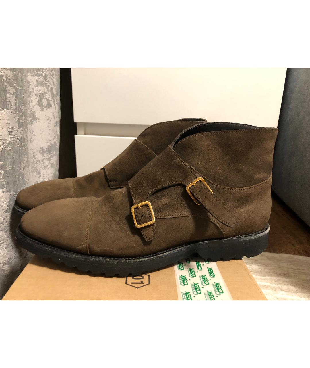 TOM FORD Бежевые замшевые высокие ботинки, фото 6