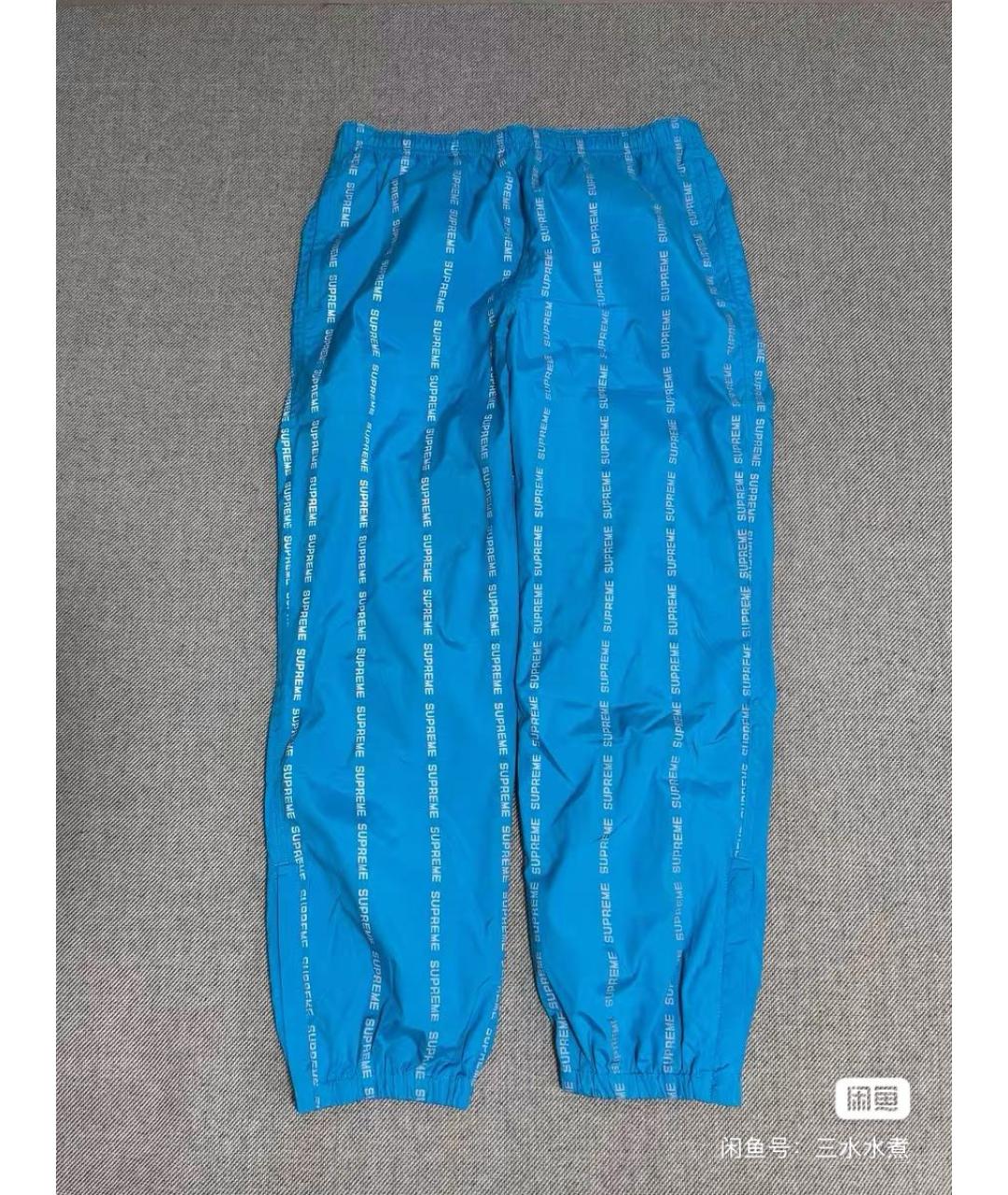 SUPREME Голубые полиэстеровые повседневные брюки, фото 8