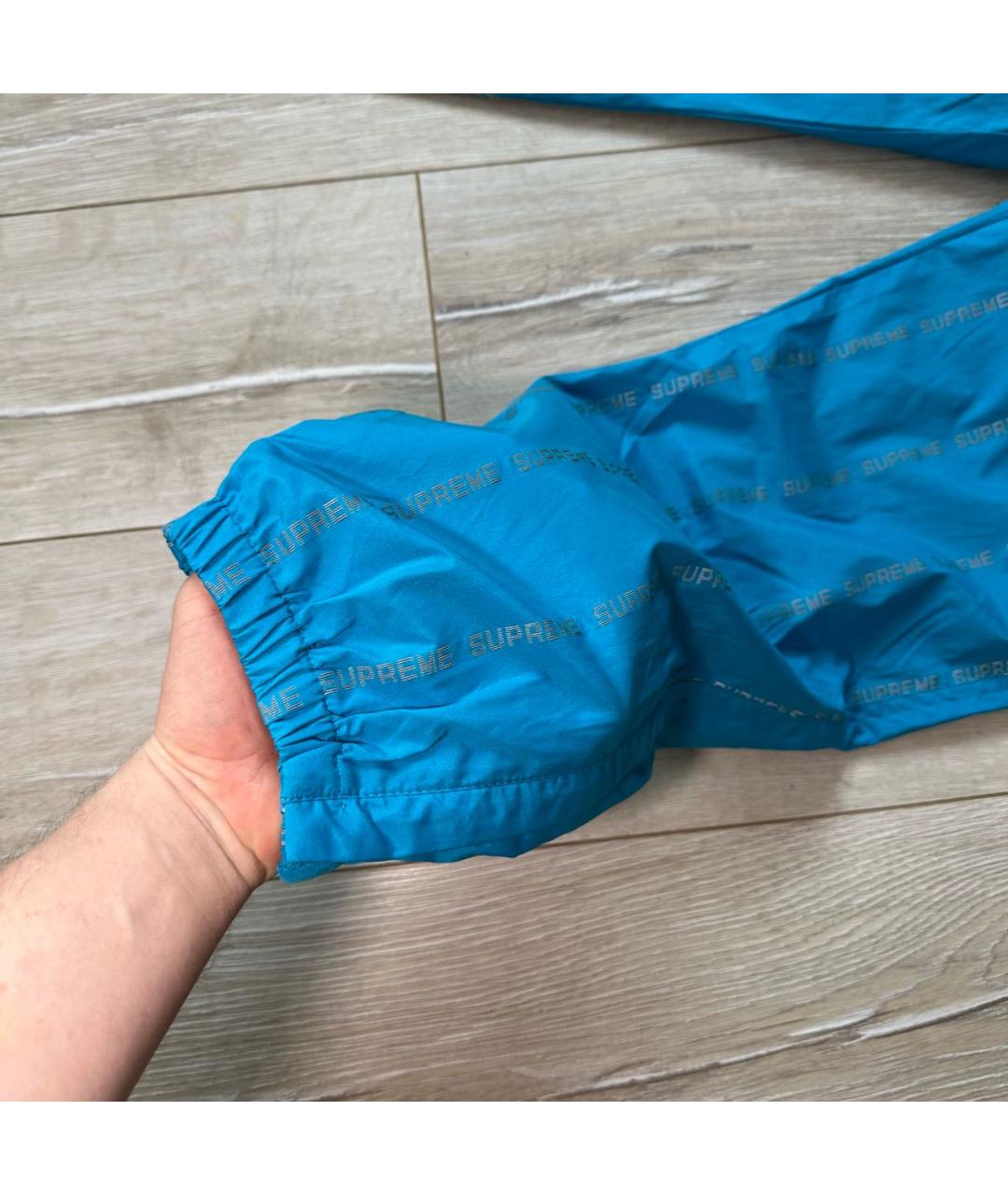 SUPREME Голубые полиэстеровые повседневные брюки, фото 5