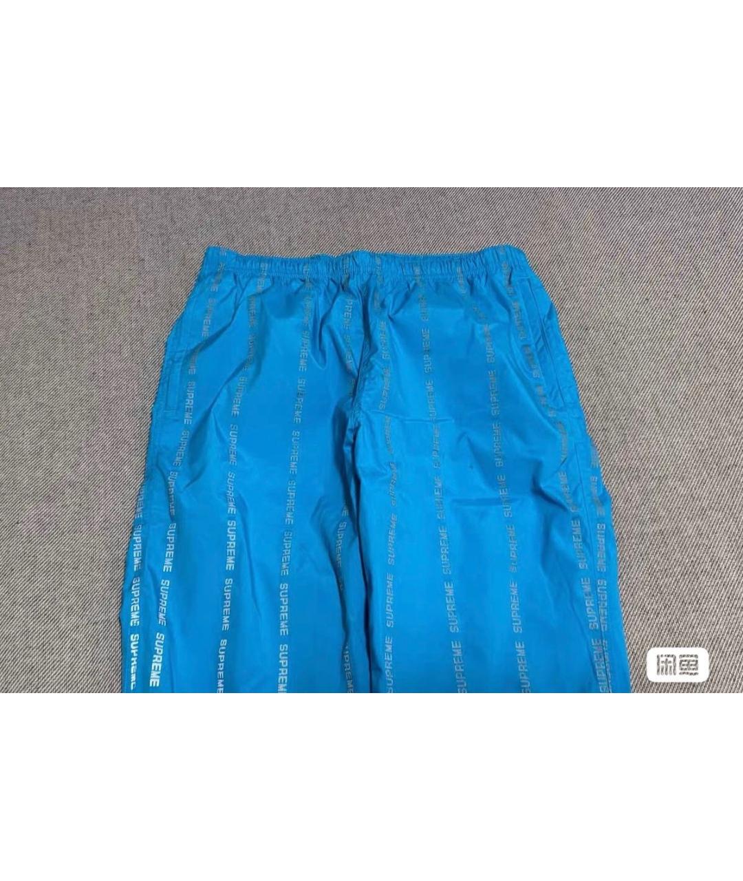SUPREME Голубые полиэстеровые повседневные брюки, фото 3