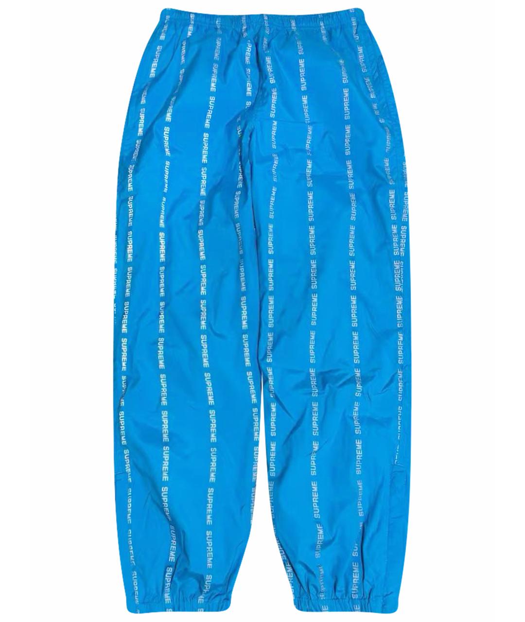 SUPREME Голубые полиэстеровые повседневные брюки, фото 1