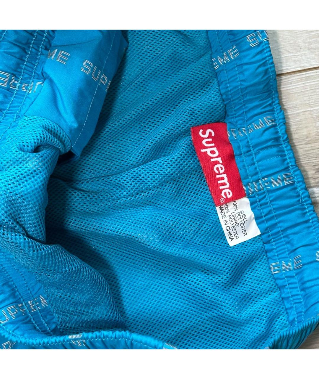 SUPREME Голубые полиэстеровые повседневные брюки, фото 7