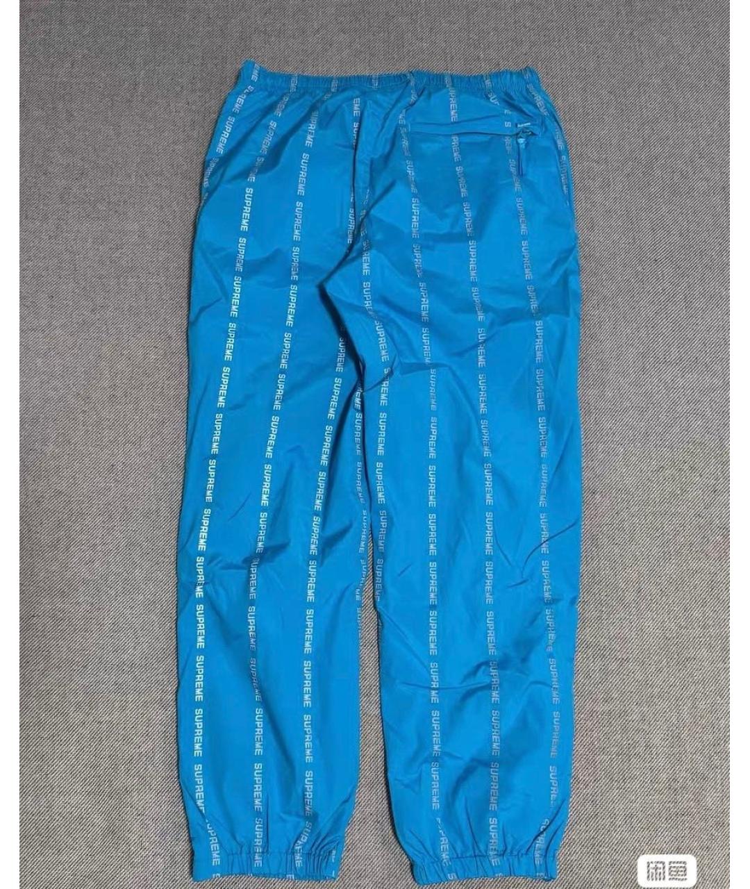 SUPREME Голубые полиэстеровые повседневные брюки, фото 2