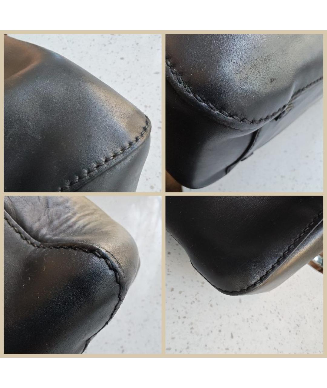 GUCCI Антрацитовая кожаная сумка тоут, фото 5