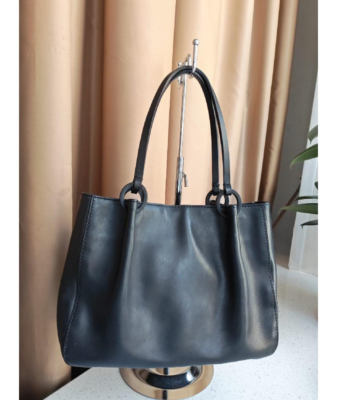 GUCCI Антрацитовая кожаная сумка тоут, фото 3