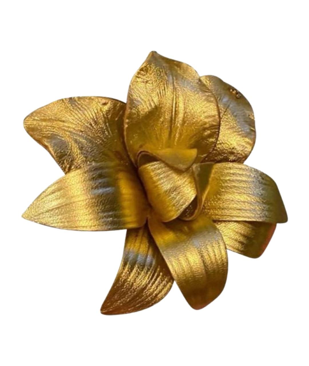 CHANEL Золотая кожаная булавка / брошь, фото 1