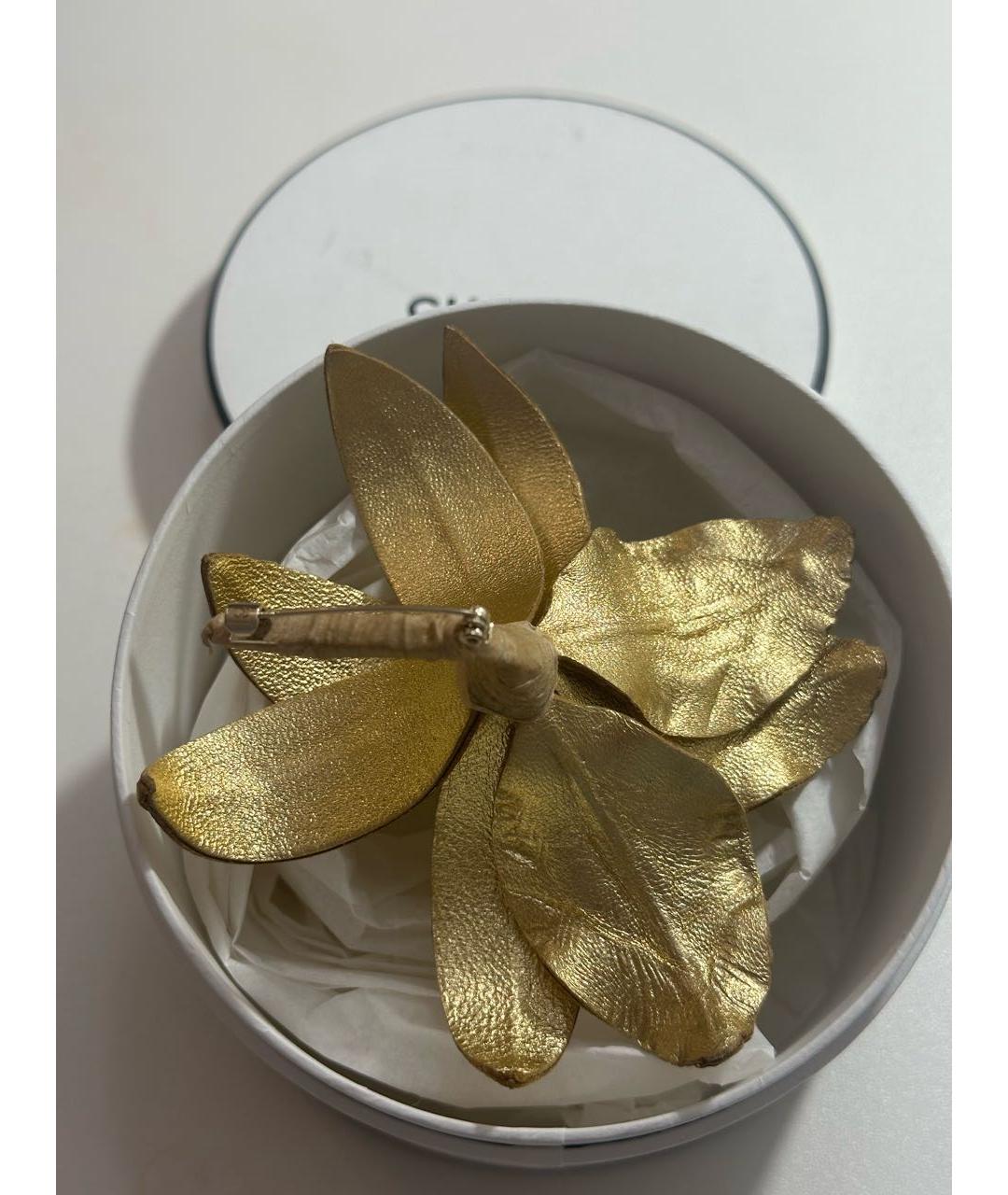 CHANEL Золотая кожаная булавка / брошь, фото 3