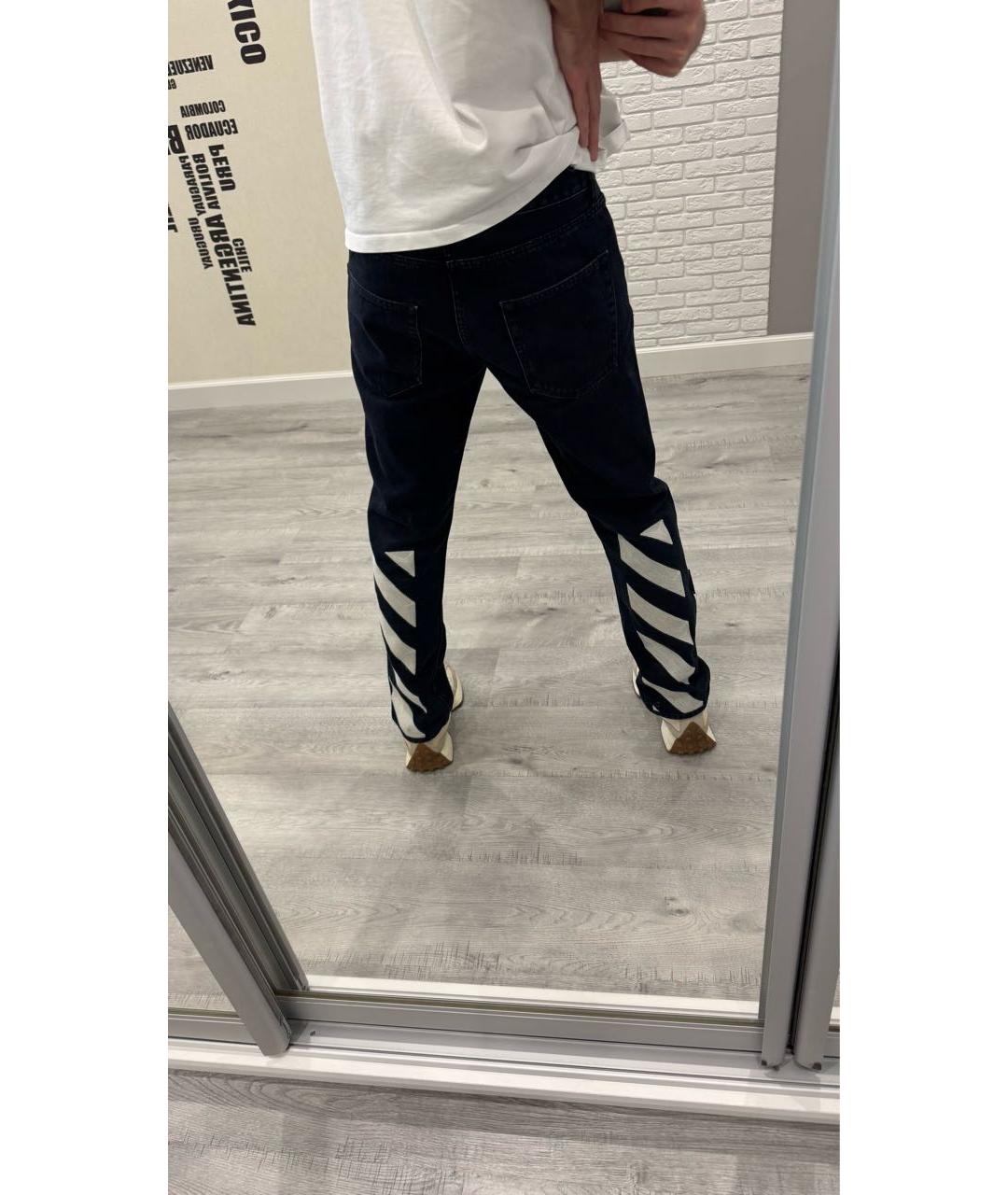 OFF-WHITE Темно-синие хлопко-полиэстеровые джинсы скинни, фото 5