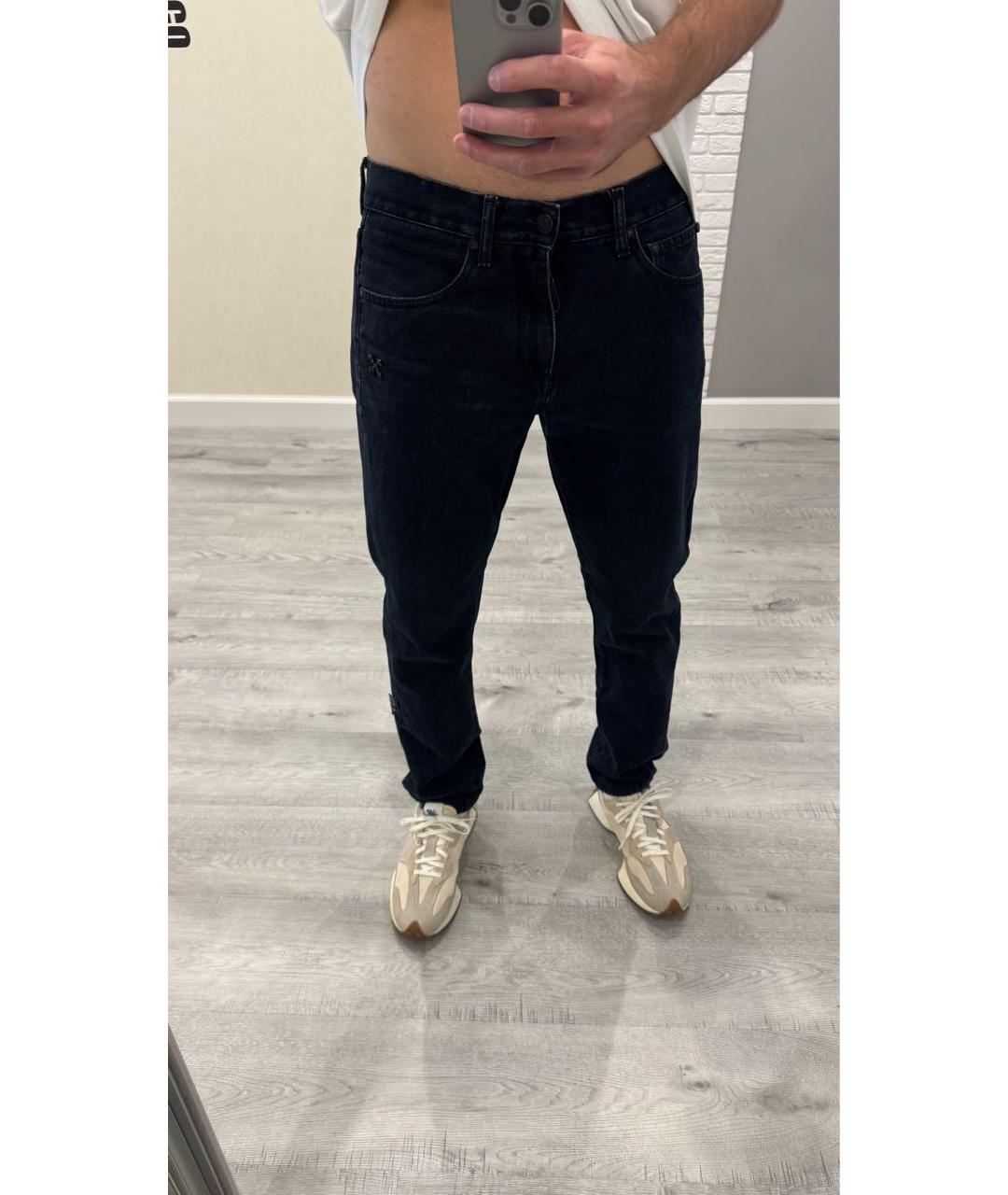 OFF-WHITE Темно-синие хлопко-полиэстеровые джинсы скинни, фото 6