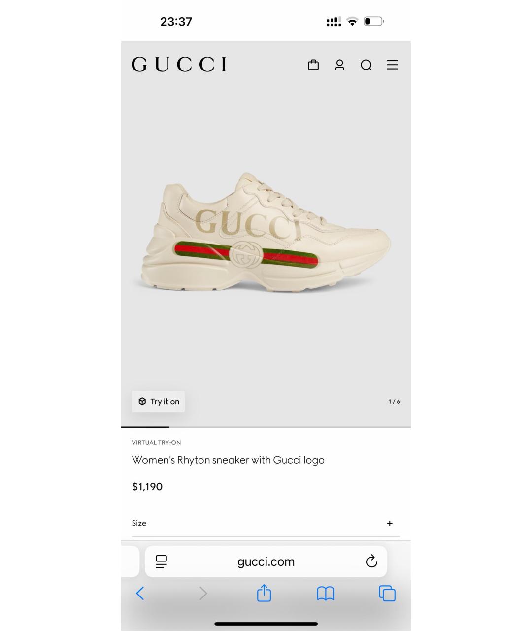 GUCCI Бежевые кожаные кроссовки, фото 9