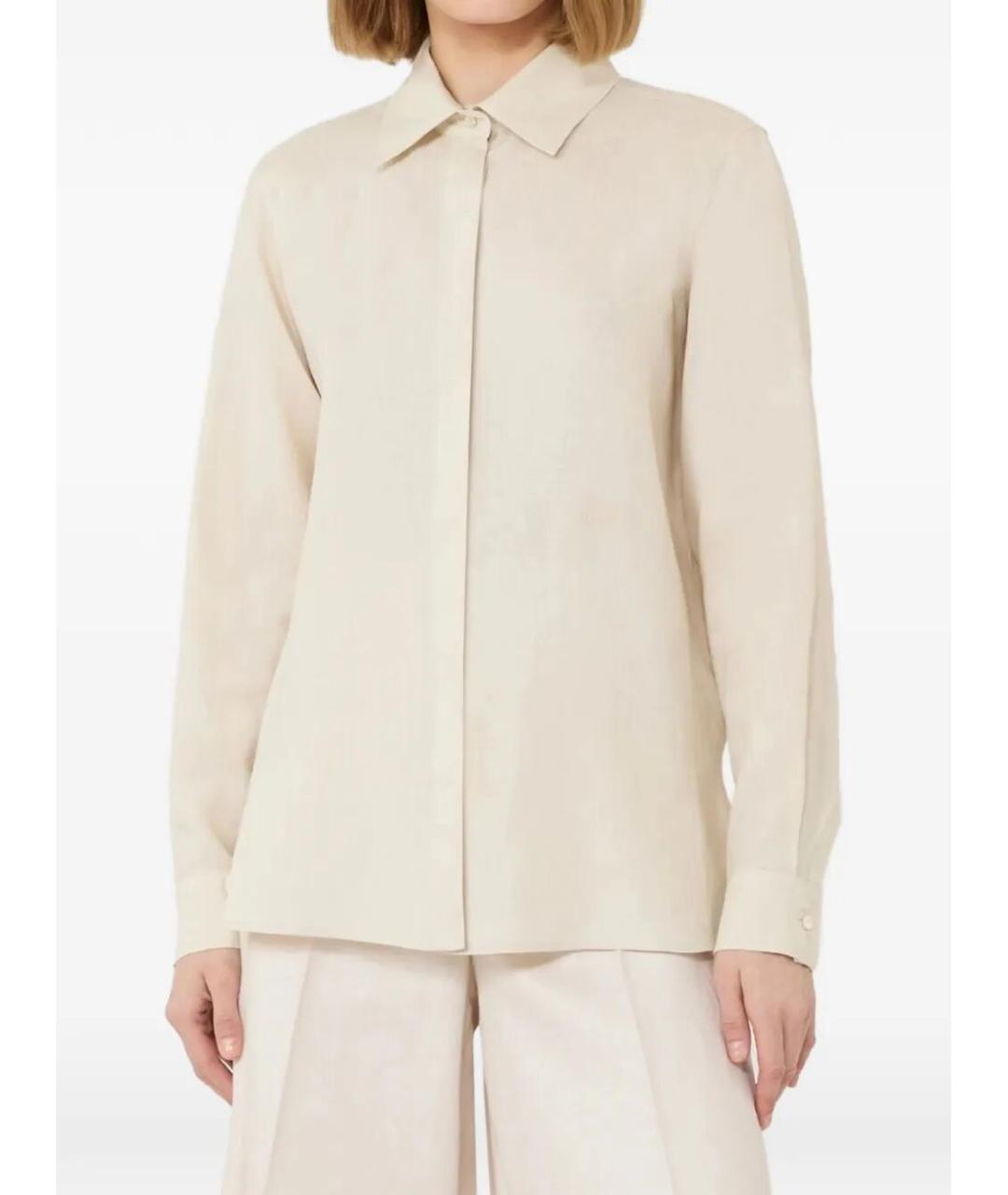 MAX MARA Бежевая льняная рубашка, фото 2