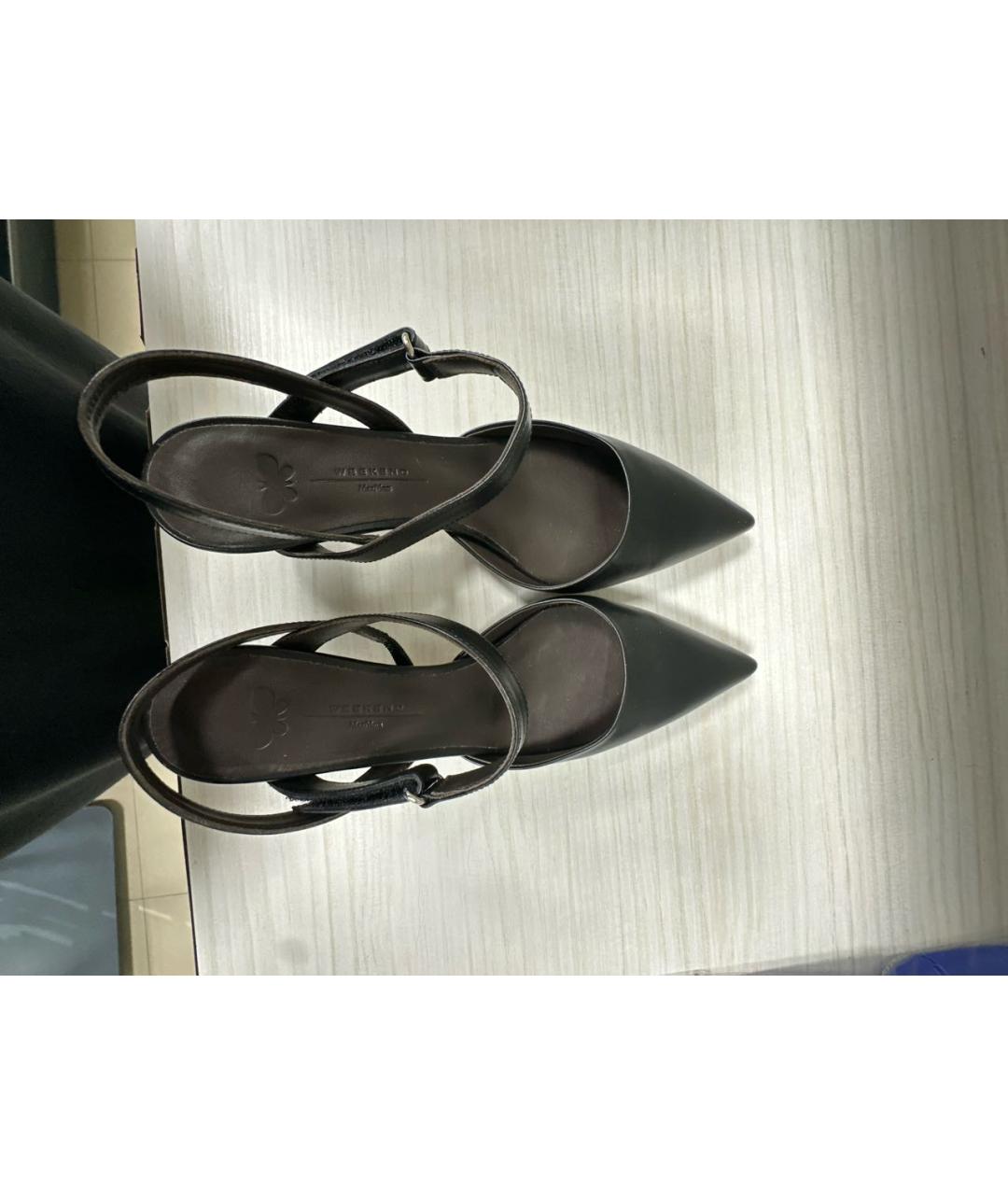 WEEKEND MAX MARA Черные кожаные туфли, фото 3