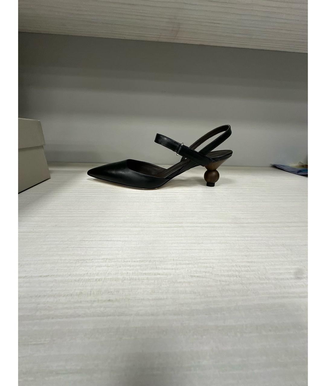 WEEKEND MAX MARA Черные кожаные туфли, фото 6