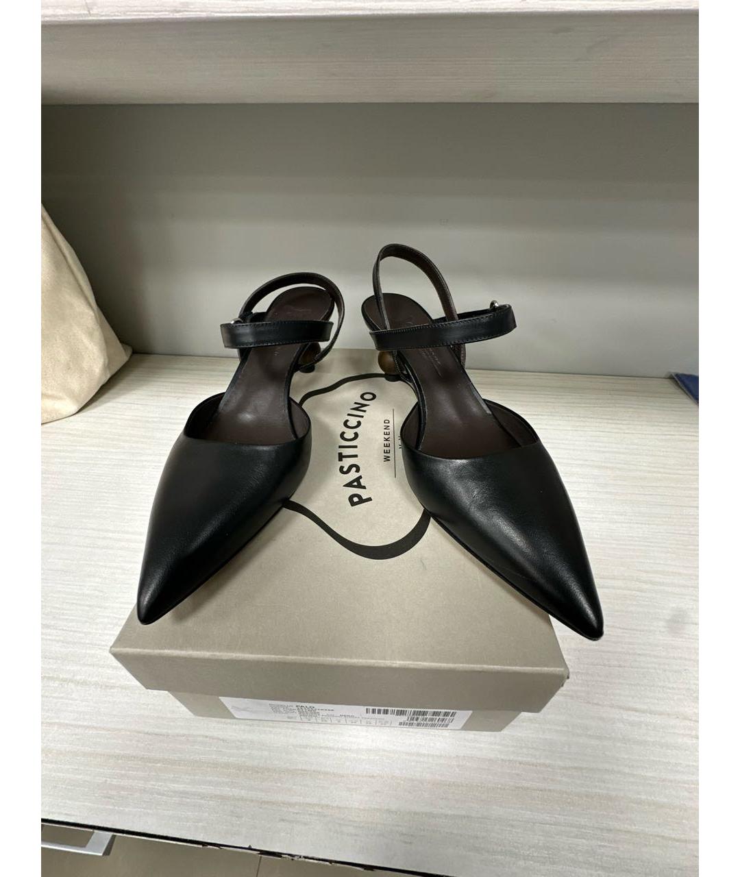 WEEKEND MAX MARA Черные кожаные туфли, фото 5