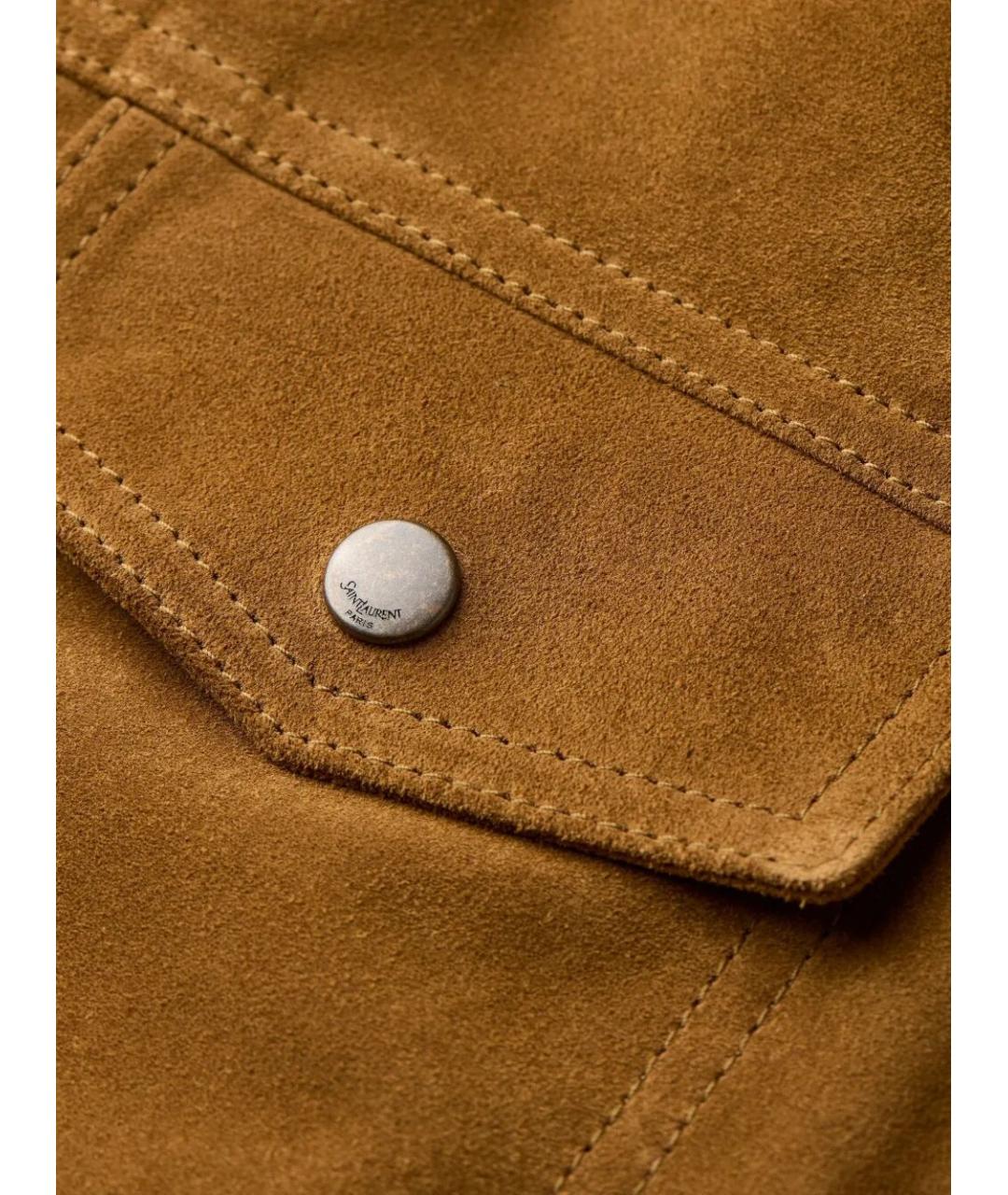 SAINT LAURENT Коричневая замшевая куртка, фото 3