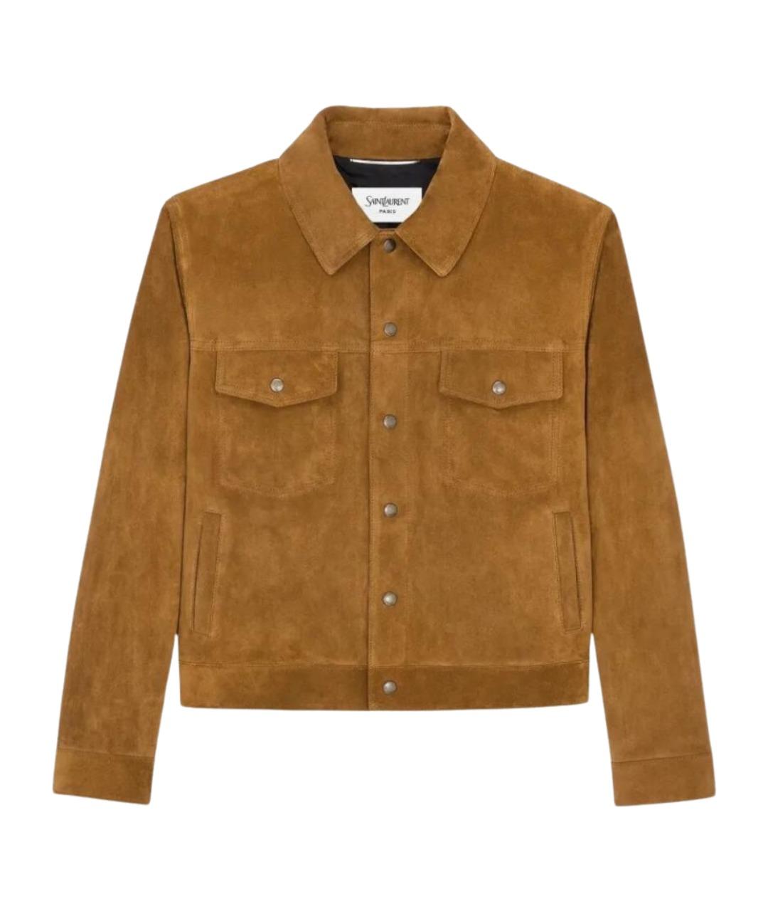 SAINT LAURENT Коричневая замшевая куртка, фото 1