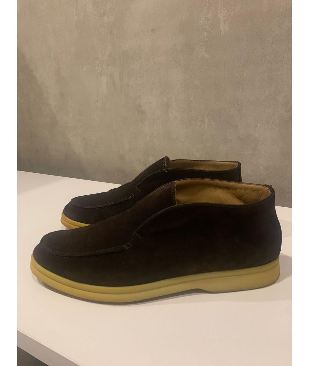 LORO PIANA Коричневые замшевые лоферы, фото 3