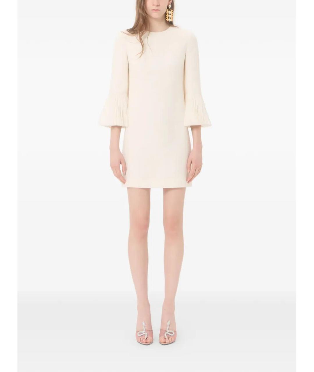 VALENTINO Бежевое шерстяное коктейльное платье, фото 2